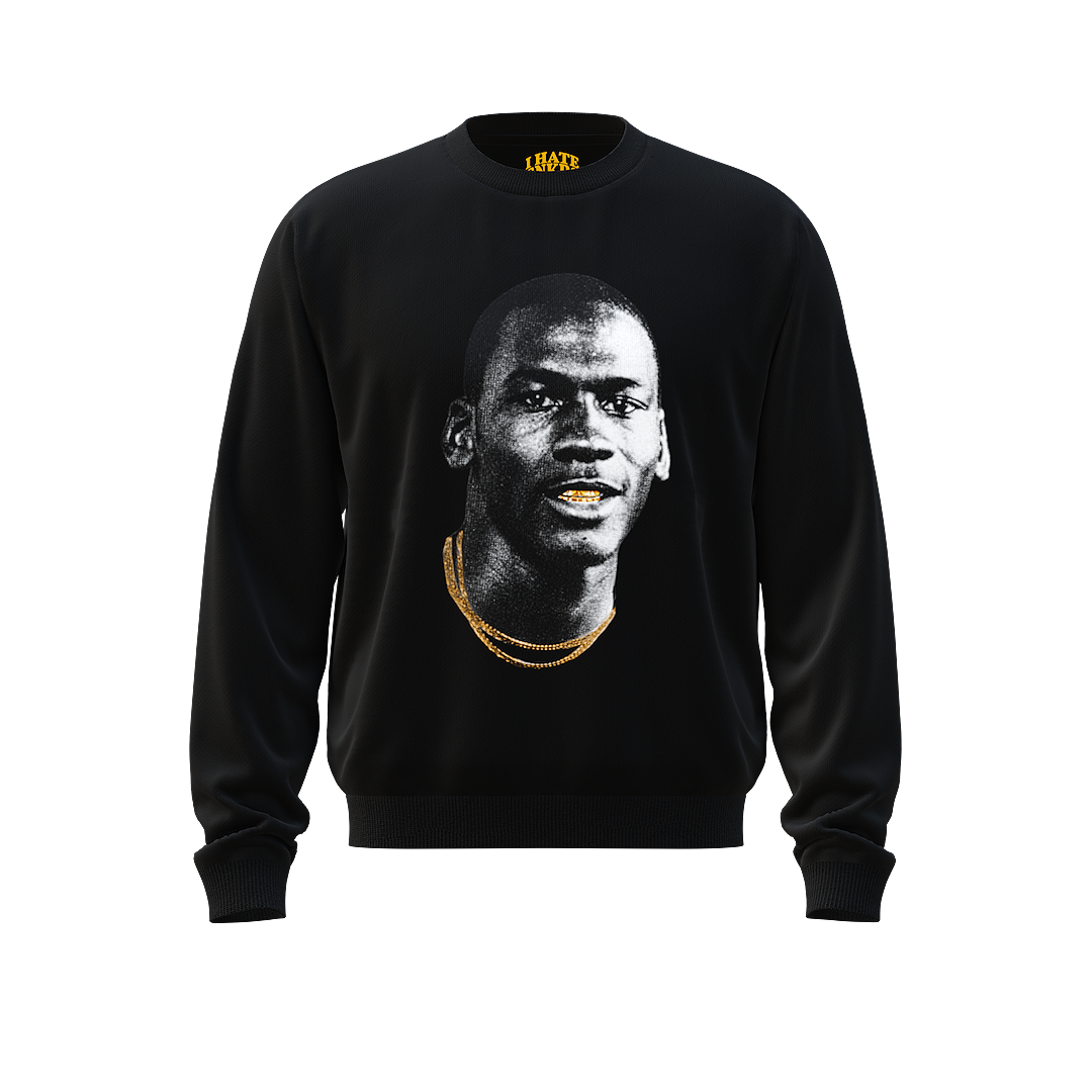 GOLD MOUTH CREWNECK BLACK (Order Ships Within 2 Weeks Or Less After CyberMonday!! All Sales Final No Exchanges)